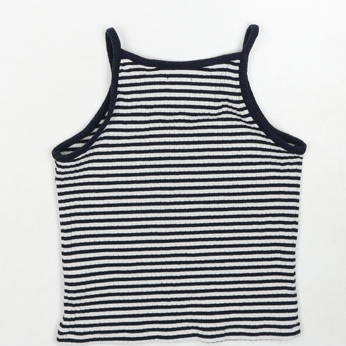 NEXT Girls Blue Striped Cotton Camisole Tank Size 9 Years Scoop Neck Pullover
