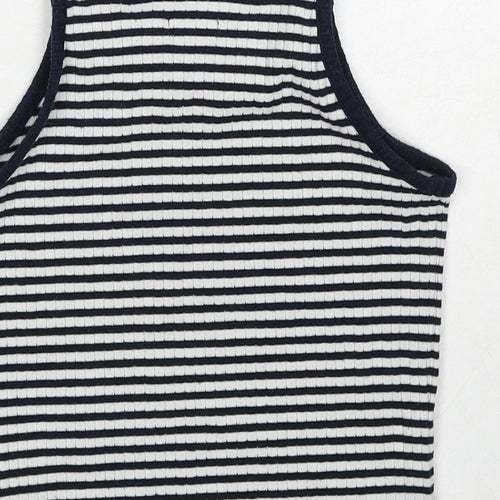 NEXT Girls Blue Striped Cotton Camisole Tank Size 9 Years Scoop Neck Pullover