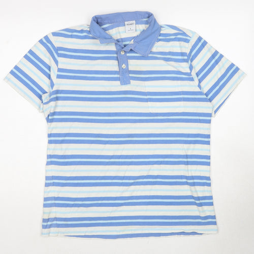 Old Navy Mens Blue Striped Cotton Polo Size L Collared Pullover