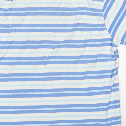 Old Navy Mens Blue Striped Cotton Polo Size L Collared Pullover