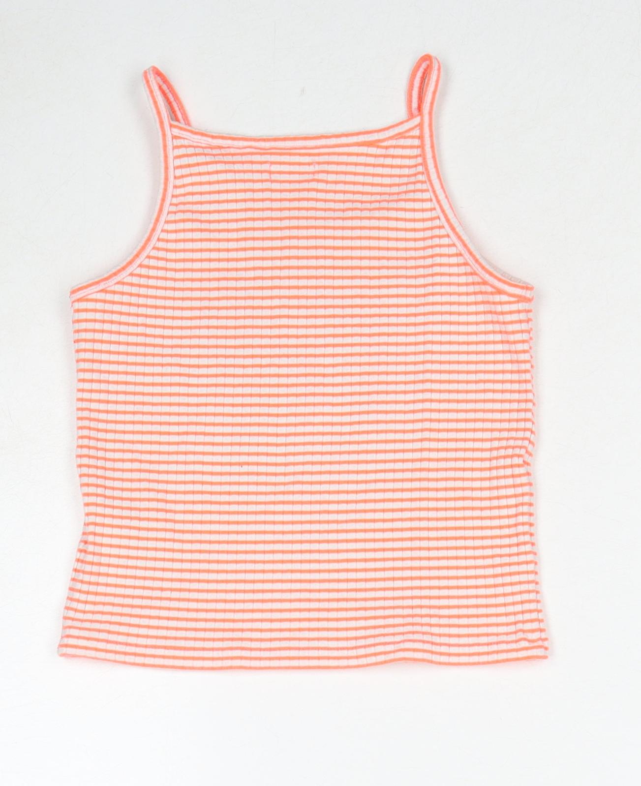 NEXT Girls Red Striped Cotton Camisole Tank Size 9 Years Scoop Neck Pullover