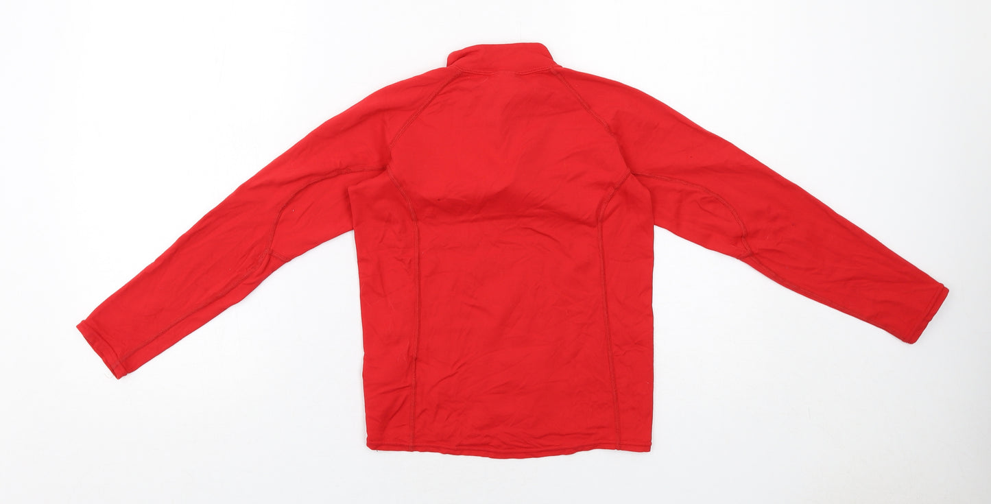 Oxylane Boys Red Polyamide Pullover T-Shirt Size 10 Years High Neck Zip