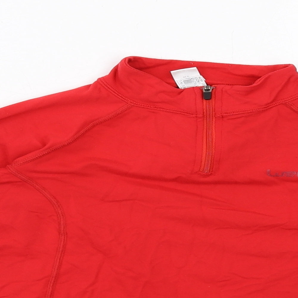 Oxylane Boys Red Polyamide Pullover T-Shirt Size 10 Years High Neck Zip