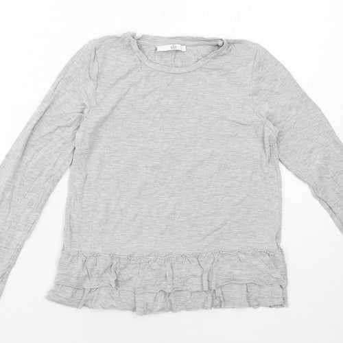 Marks and Spencer Girls Grey Viscose Basic T-Shirt Size 10-11 Years Round Neck Pullover