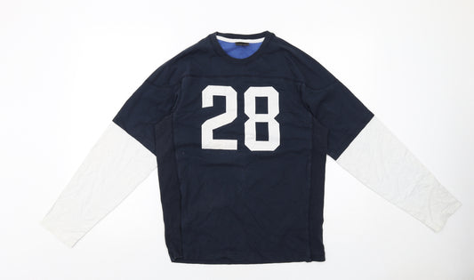 NEXT Mens Blue Colourblock Cotton T-Shirt Size S Round Neck - 28
