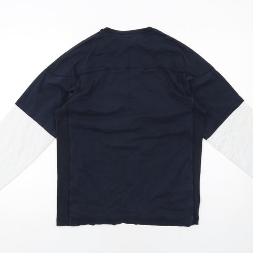 NEXT Mens Blue Colourblock Cotton T-Shirt Size S Round Neck - 28