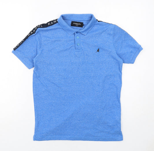 Kangol Boys Blue Cotton Pullover Polo Size 13 Years Collared Button