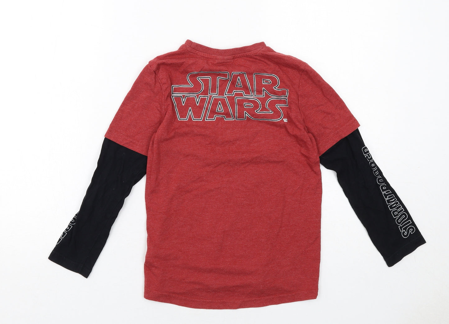 Star Wars Boys Red Colourblock Cotton Pullover T-Shirt Size 7-8 Years Crew Neck Pullover