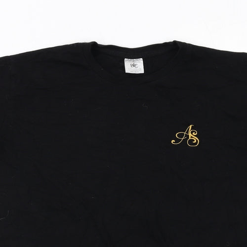 B&C Collection Mens Black Cotton T-Shirt Size M Round Neck