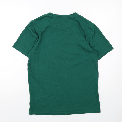 NEXT Mens Green Cotton T-Shirt Size S Round Neck - Christmas Reinbeer