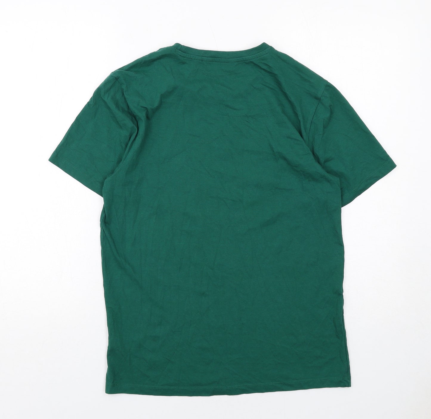 NEXT Mens Green Cotton T-Shirt Size S Round Neck - Christmas Reinbeer