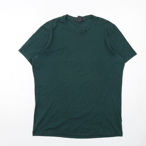 H&M Mens Green Cotton T-Shirt Size M Round Neck
