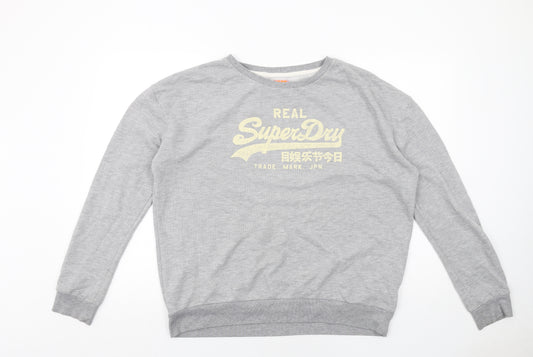 Superdry Womens Grey Cotton Pullover Sweatshirt Size L Pullover
