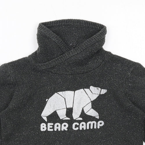 Gemo Boys Grey Collared Acrylic Pullover Jumper Size 8 Years Pullover - Bear