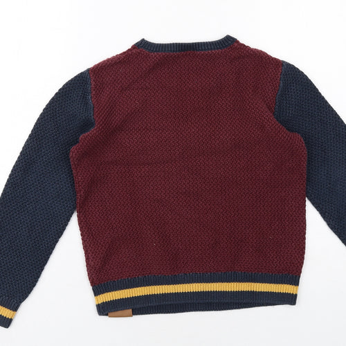 Tape a Loeil Boys Red Round Neck Colourblock Cotton Pullover Jumper Size 10 Years Pullover