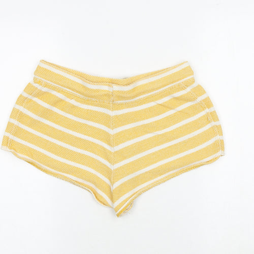 Old Navy Womens Yellow Striped Cotton Sweat Shorts Size S Regular Drawstring