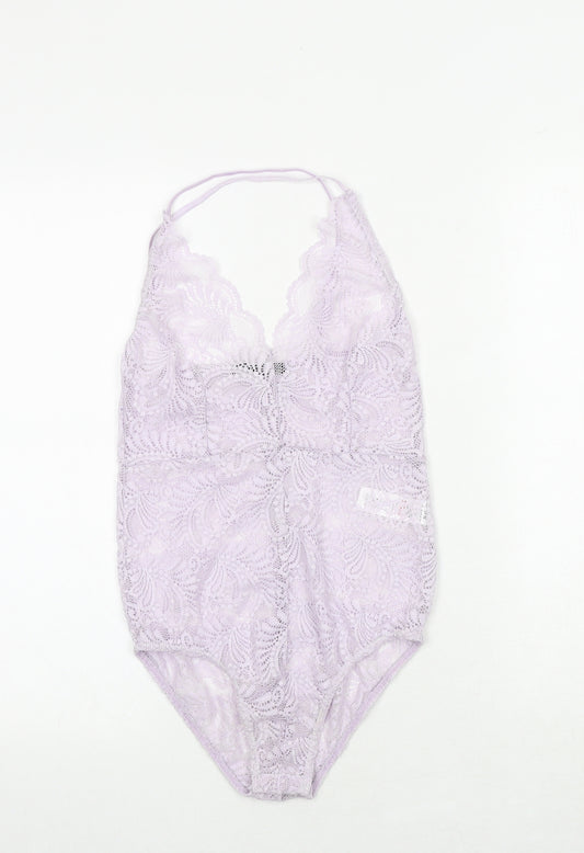 I SAW IT FIRST Womens Purple Nylon Bodysuit One-Piece Size 10 Snap