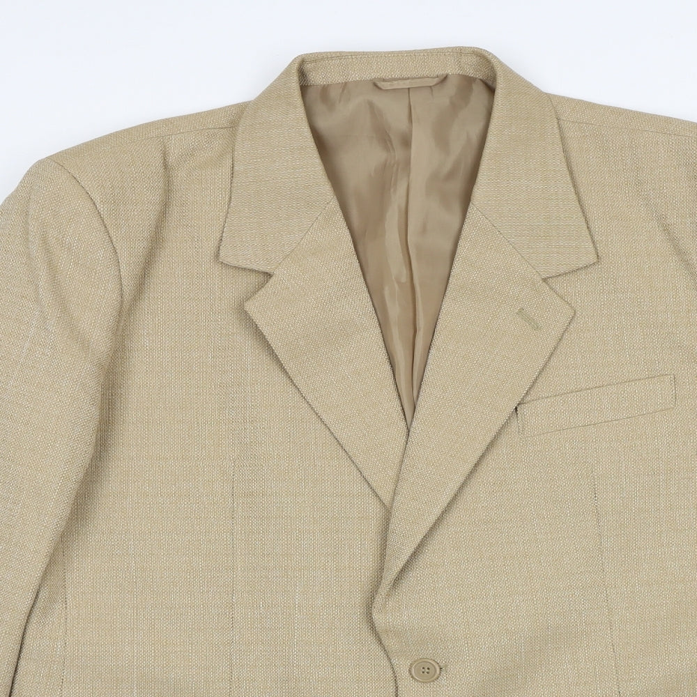 Jolliman Mens Beige Polyester Jacket Suit Jacket Size 42 Regular
