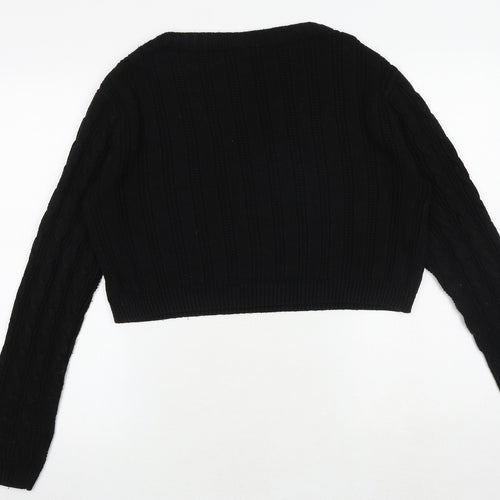 Topshop Womens Black Boat Neck Polyester Pullover Jumper Size S