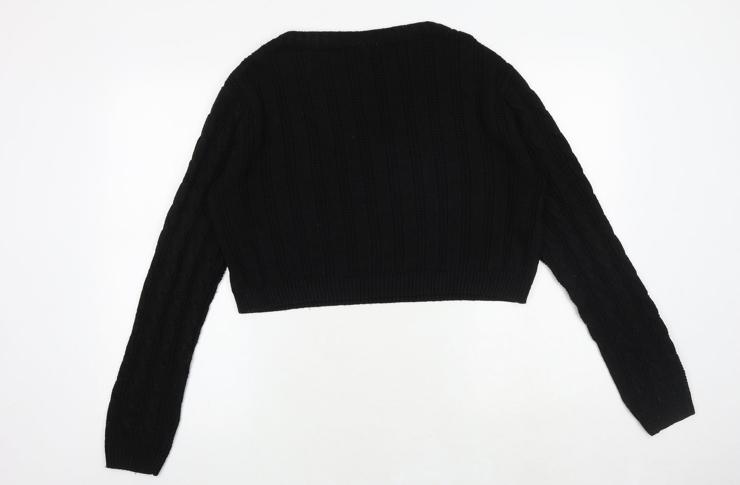 Topshop Womens Black Boat Neck Polyester Pullover Jumper Size S