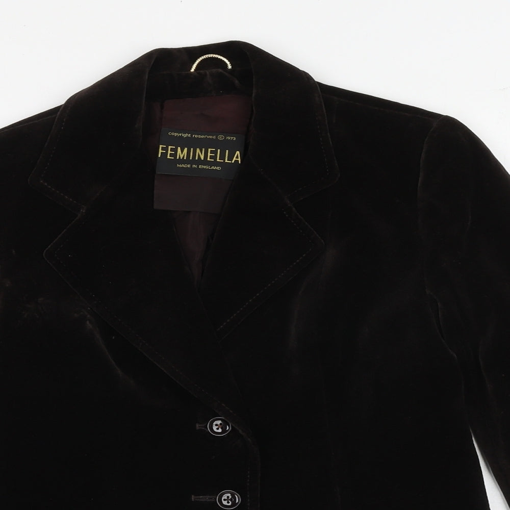 Feminella Womens Brown Jacket Blazer Size 10 Button