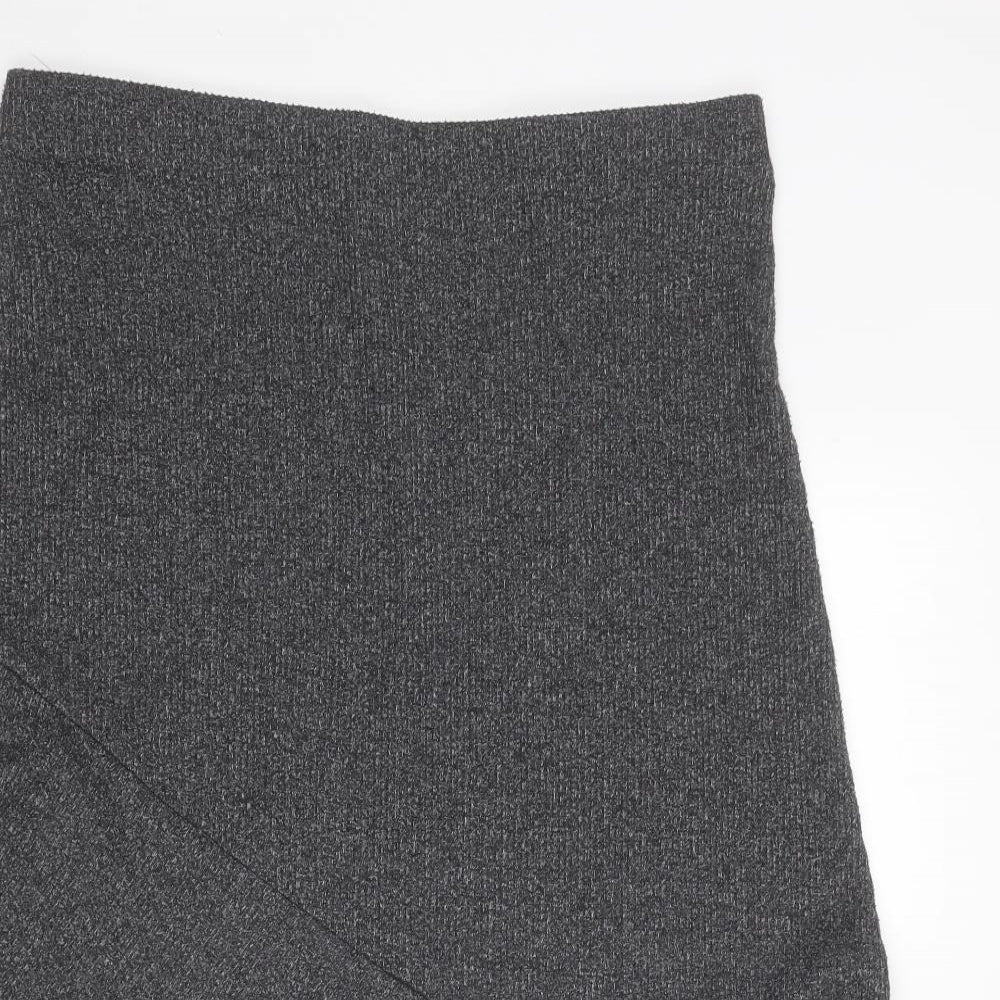 Oasis Womens Grey Polyester Swing Skirt Size L