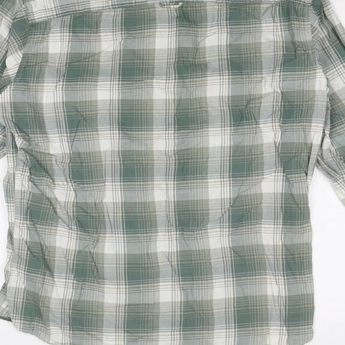 Selected Homme Mens Green Geometric Cotton Button-Up Size L Collared Buckle