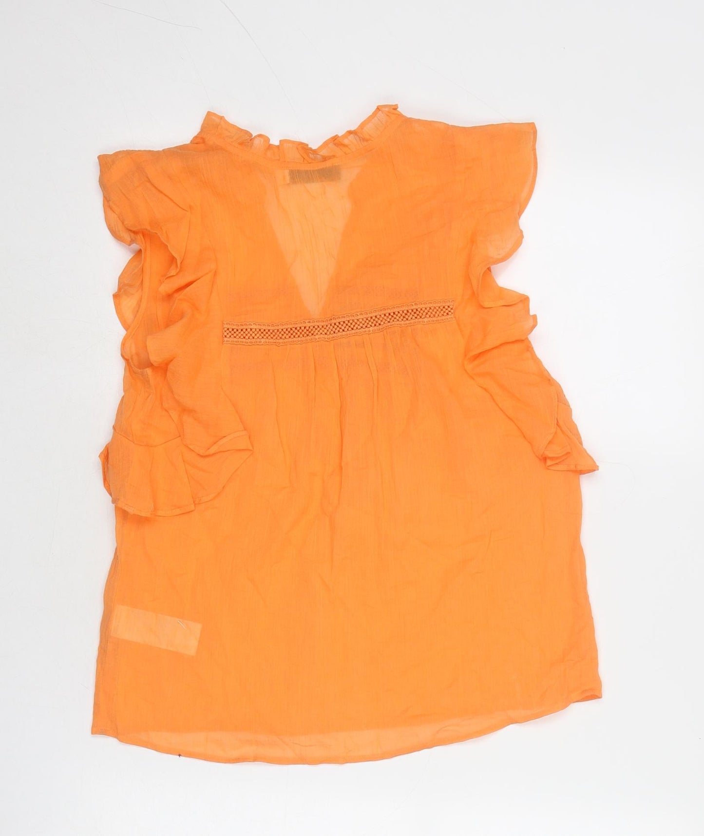 Mint Velvet Womens Orange Cotton Basic Blouse Size 6 V-Neck