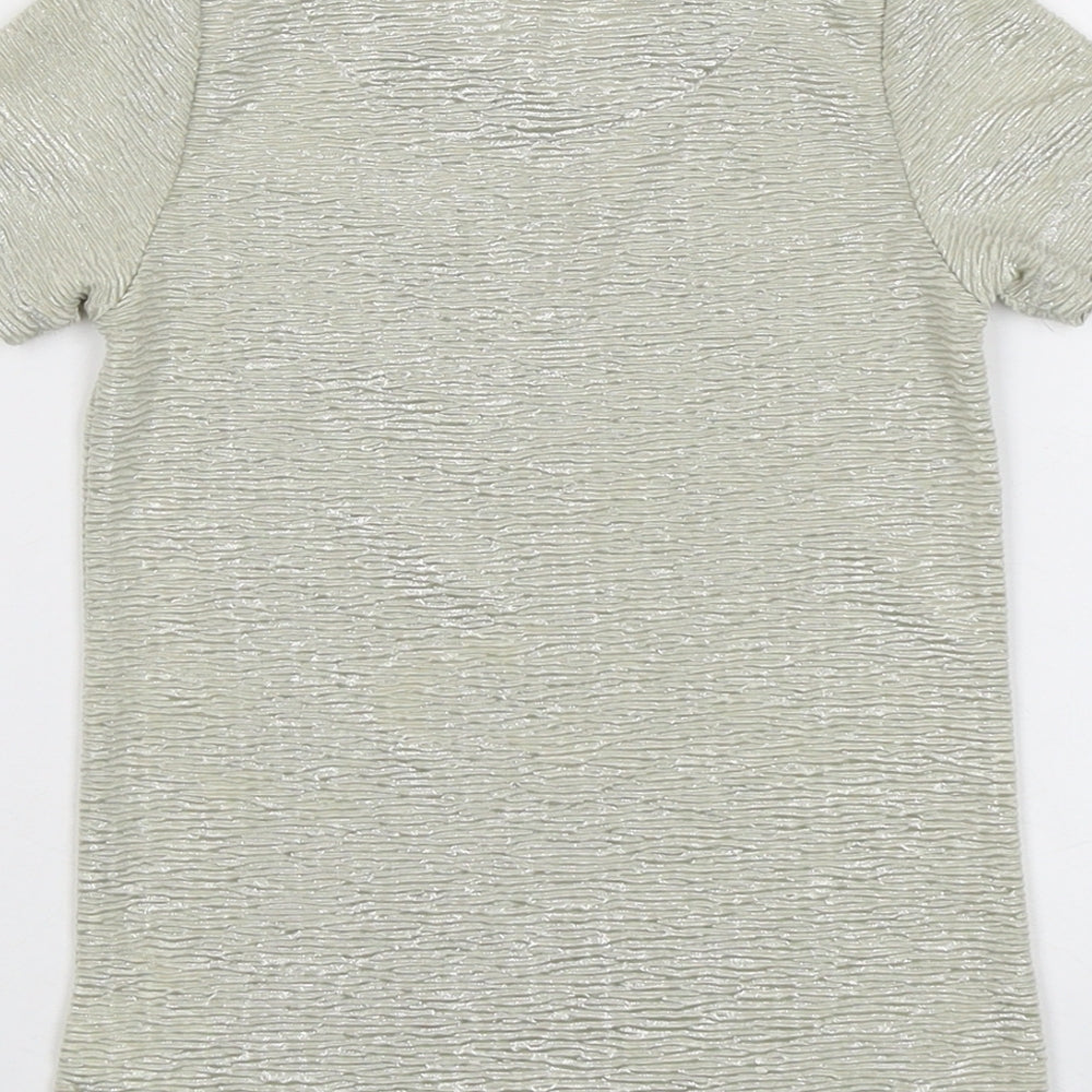 John Lewis Girls Gold Polyester Basic T-Shirt Size 6 Years Round Neck Pullover - Textured