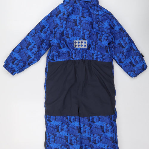 Lego Boys Blue Geometric Basic Coat Coat Size 4 Years Zip - Snowsuit