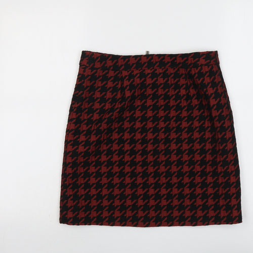 NEXT Womens Red Geometric Polyester A-Line Skirt Size 8 Zip