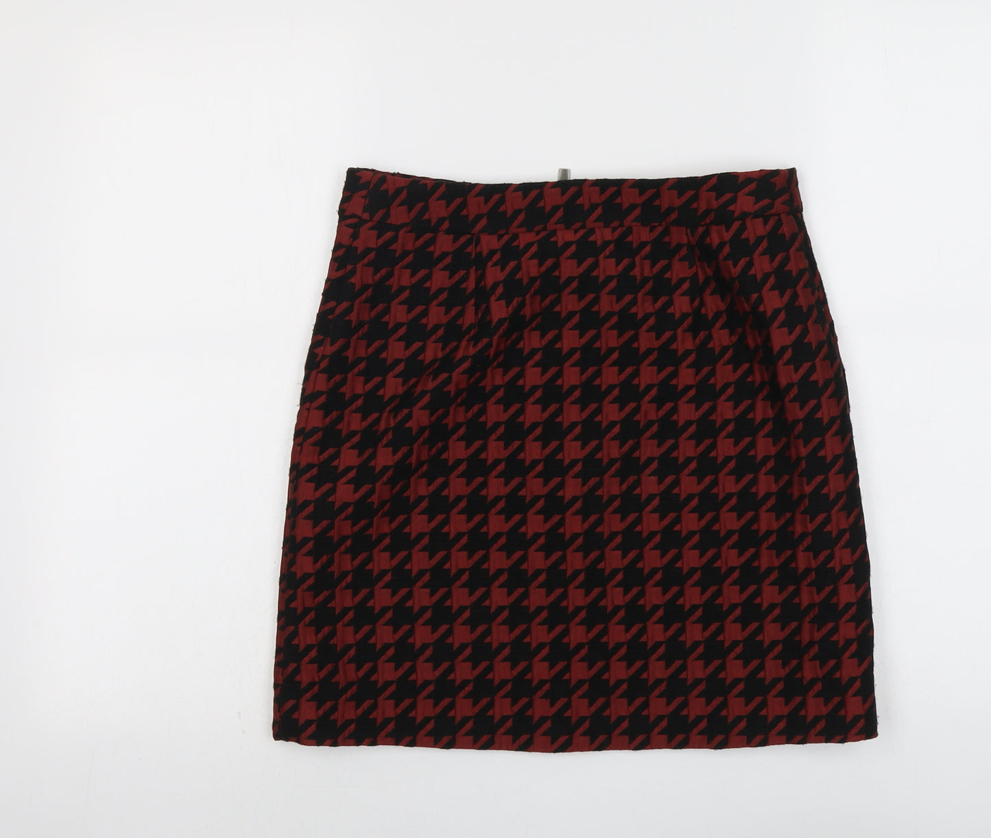 NEXT Womens Red Geometric Polyester A-Line Skirt Size 8 Zip