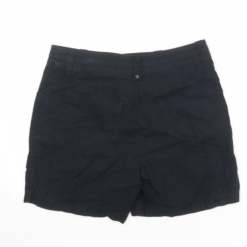 Marks and Spencer Womens Black 100% Cotton Basic Shorts Size 12 Regular Zip