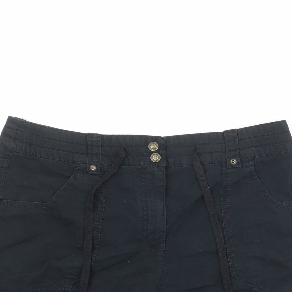 Marks and Spencer Womens Black 100% Cotton Basic Shorts Size 12 Regular Zip
