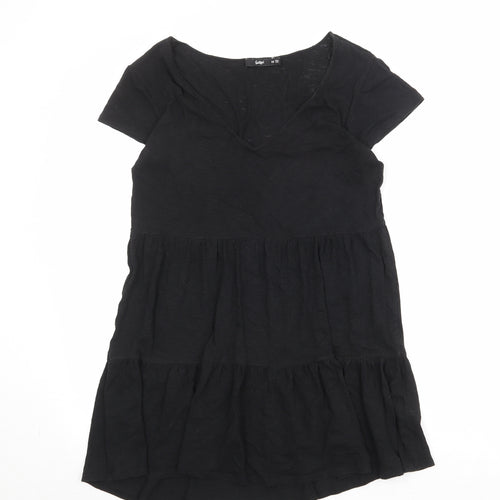 Sportsgirl Womens Black 100% Cotton T-Shirt Dress Size XS V-Neck Pullover