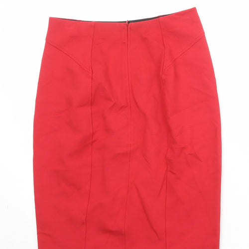 Premise Womens Red Viscose Straight & Pencil Skirt Size S Zip