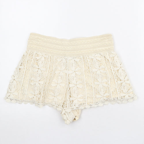 Topshop Womens Beige 100% Cotton Basic Shorts Size 8 Regular Pull On