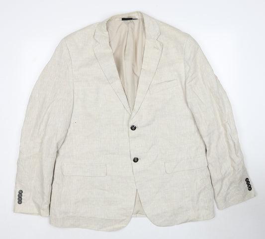 Livergy Mens Beige Linen Jacket Suit Jacket Size 44 Regular