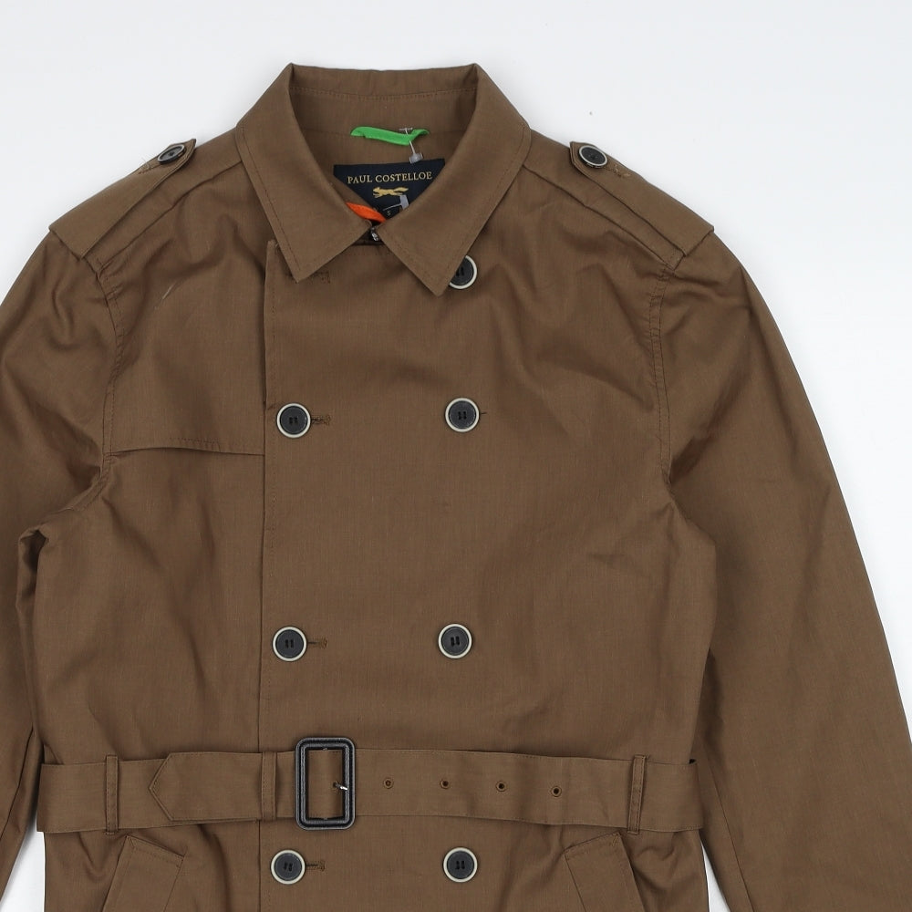 Paul Costelloe Womens Brown Pea Coat Coat Size S Button