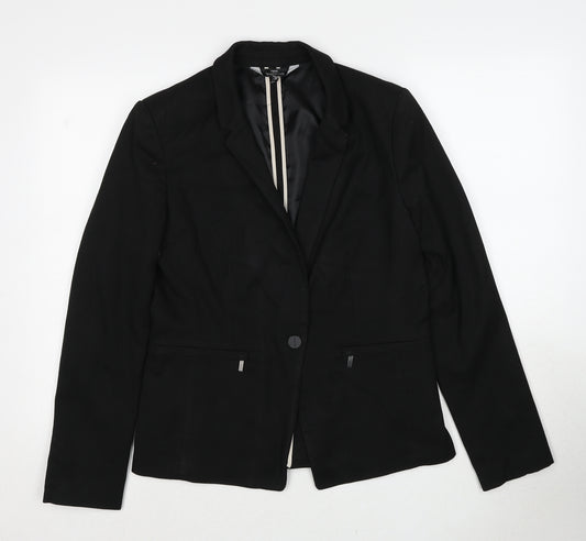 NEXT Womens Black Polyester Jacket Suit Jacket Size 12