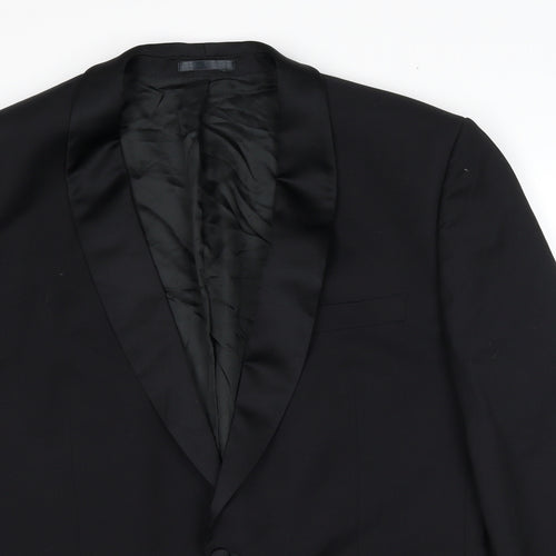 Jaeger Mens Black Wool Tuxedo Suit Jacket Size 46 Regular