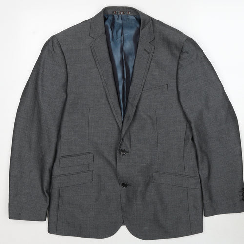 Harry Brown Mens Grey Polyester Jacket Suit Jacket Size 40 Regular