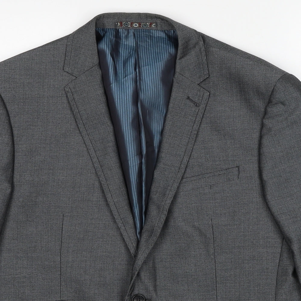Harry Brown Mens Grey Polyester Jacket Suit Jacket Size 40 Regular