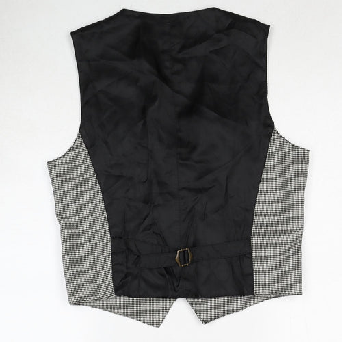 Imperial Mens Black Geometric Wool Jacket Suit Waistcoat Size M Regular