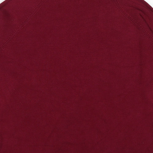 BHS Womens Red Roll Neck Cotton Pullover Jumper Size 20 - Ribbed