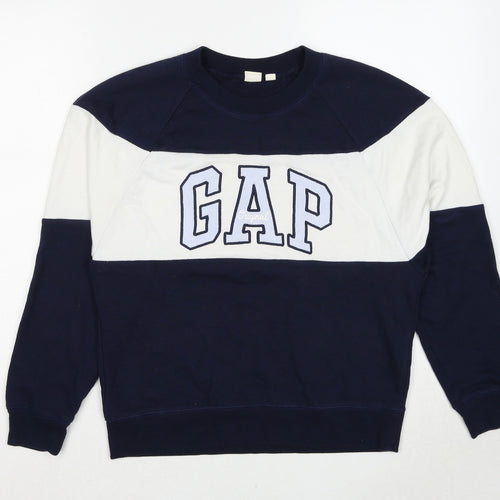 Gap Womens Blue Colourblock Cotton Pullover Sweatshirt Size S Pullover