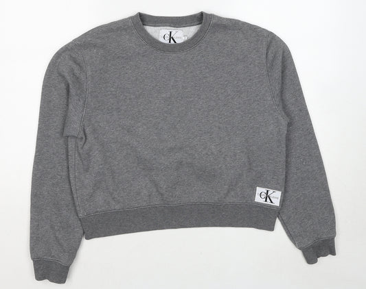 Calvin Klein Womens Grey Cotton Pullover Sweatshirt Size S Pullover