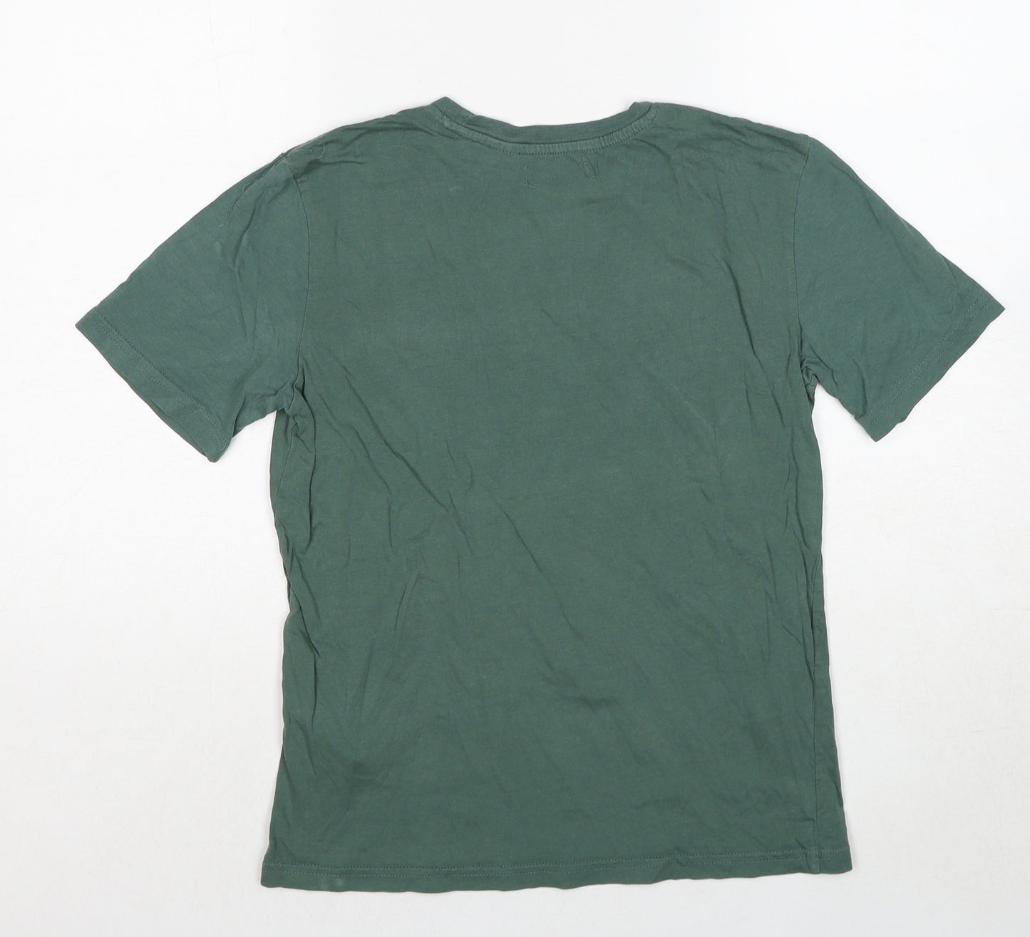 Lefties Boys Green Cotton Pullover T-Shirt Size 11-12 Years Crew Neck Pullover - Rock Dino