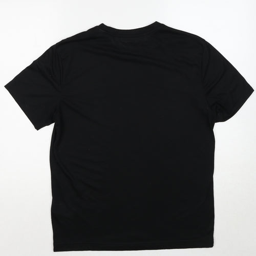 Reebok Mens Black Polyester T-Shirt Size M Round Neck