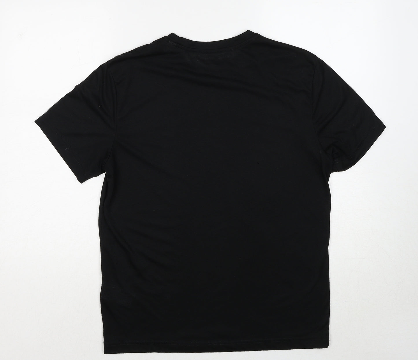 Reebok Mens Black Polyester T-Shirt Size M Round Neck